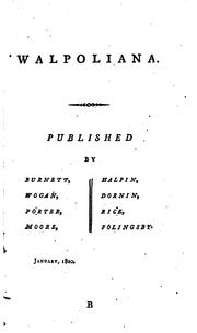 Cover of: Walpoliana by Horace Walpole