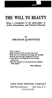 Cover of: The will to beauty by Abraham Kanovitch