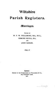 Cover of: Wiltshire parish registers. by William Phillimore Watts Phillimore