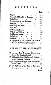 The works in verse and prose, of William Shenstone, Esq by William Shenstone