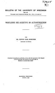 Cover of: Wortlehre des Adjectivs im Altsaechsischen