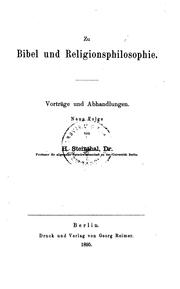 Cover of: Zu Bibel und religionsphilosopie. by Steinthal, Heymann