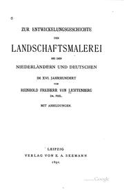 Cover of: Zur entwickelungsgeschichte der landschaftsmalerei bei den Niederländern und Deutschen im XVI. jahrhundert
