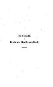 Cover of: Zur geschichte der deutschen gesellen-verbände.