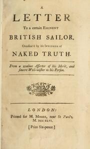 Cover of: letter to a certain eminent British sailor, occasion'd by his Specimen of naked truth