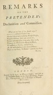 Cover of: Remarks on the Pretender's declaration and commission.