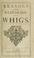 Cover of: Reasons for restoring the Whigs.