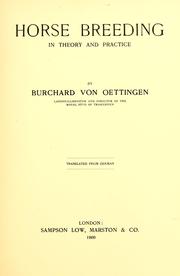 Cover of: Horse breeding by Burchard von Oettingen