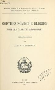 Cover of: Römische Elegien by Johann Wolfgang von Goethe