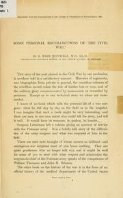 Cover of: Some personal recollections of the civil war. by S. Weir Mitchell