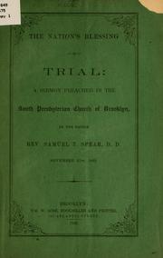 Cover of: The nation's blessing in trial by Samuel T[hayer] Spear