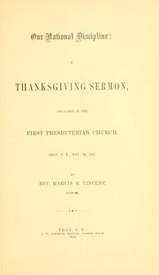 Cover of: Our national discipline: a Thanksgiving sermon