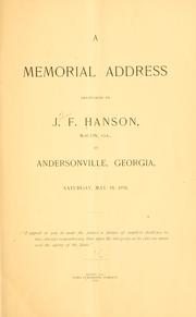 Cover of: A memorial address by J. F. Hanson