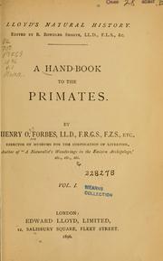 Cover of: A hand-book to the primates by Forbes, Henry O.