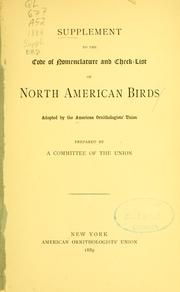 Cover of: Supplement to the code of nomenclature and check-list of North American birds.