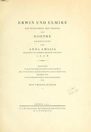 Cover of: Erwin und Elmire: ein Schauspiel