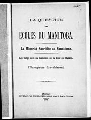 Front cover of La Question des écoles du Manitoba by Unknown