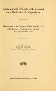 Cover of: North Carolina's priority in the demand for a Declaration of independence by Robert Digges Wimberly Connor