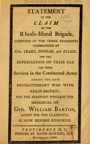 Cover of: Statement of the claim of the Rhode-Island brigade by Rhode Island brigade