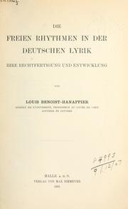 Cover of: Die freien Rhythmen in der deutschen Lyrik, ihre Rechtfertigung und Entwicklung.