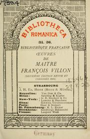Cover of: Oeuvres. by François Villon