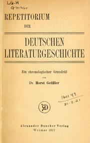 Cover of: Repetitorum der deutschen Literaturgeschichte: ein chronologischer Grundrisz.