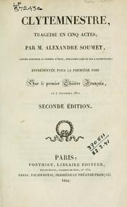 Cover of: Clytemnestre: tragédie en cinq actes.