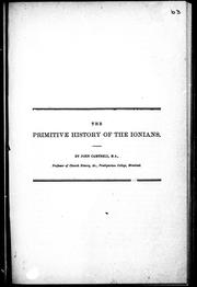 Cover of: The primitive history of the Ionians by by John Campbell.