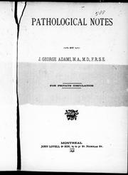 Cover of: Pathological notes