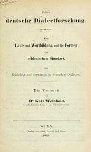 Cover of: Ueber deutsche Dialectforschung by Karl Weinhold