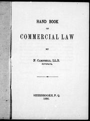 Cover of: Hand book of commercial law