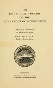 Cover of: The Rhode Island signers of the Declaration of independence by Robert Perkins Brown