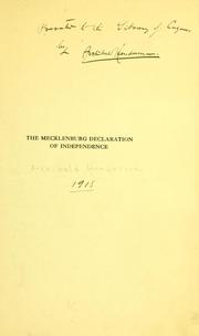 Cover of: Mecklenburg declaration of independence | Henderson, Archibald