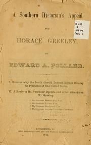 Cover of: southern historian's appeal for Horace Greeley