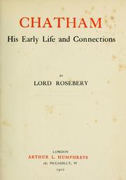 Cover of: Chatham, his early life and connections.