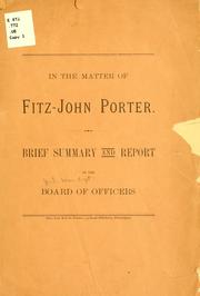 Cover of: In the matter of Fitz-John Porter.