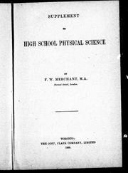 Cover of: Supplement to High school physical science by by F.W. Merchant.