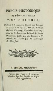 Cover of: Précis historique de l'économie rurale des Chinois by Carl Gustav Ekeberg