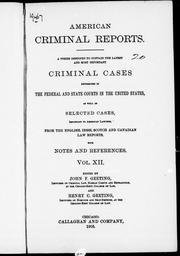 Cover of: American criminal reports by edited by John F. Geeting and Henry C. Geeting.
