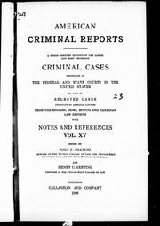 Cover of: American criminal reports by edited by John F. Geeting and Henry C. Geeting.
