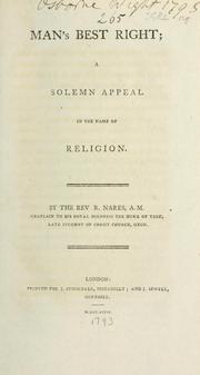 Cover of: Man's best right: a solemn appeal in the name of religion