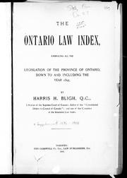 Cover of: The Ontario law index: embracing all the legislation of the province of Ontario down to and including the year 1895