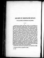 Les édits et ordonnances royaux et le Conseil supérieur de Québec by E. Lef. de Bellefeuille