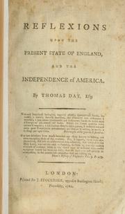 Cover of: Reflexions upon the present state of England, and the independence of America