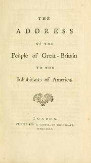 Cover of: address of the people of Great-Britain to the inhabitants of America.