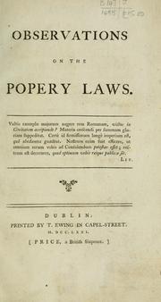 Cover of: Observations on the popery laws.