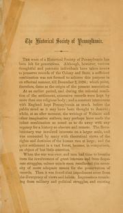 Cover of: The Historical society of Pennsylvania. by Pennsylvania. Historical society