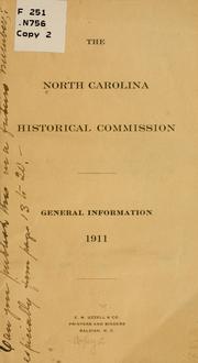 Cover of: General information, 1911. by North Carolina. State Dept. of Archives and History.