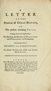 A letter to the people of Great Britain, on the present alarming crisis by Pre-1801 Imprint Collection (Library of Congress)