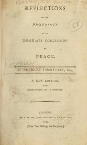 Cover of: Reflections on the propriety of an immediate conclusion of peace